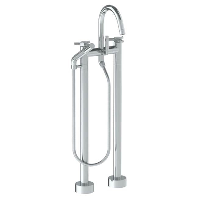 Watermark - Floor Standing Gooseneck Bath Set with Slim Hand Shower - Vintage Copper