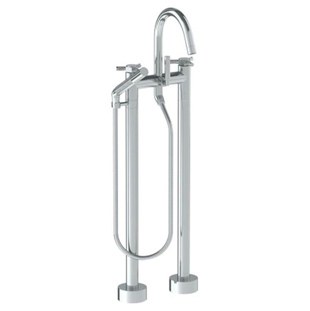 Watermark - Floor Standing Gooseneck Bath Set with Slim Hand Shower - Vintage Copper