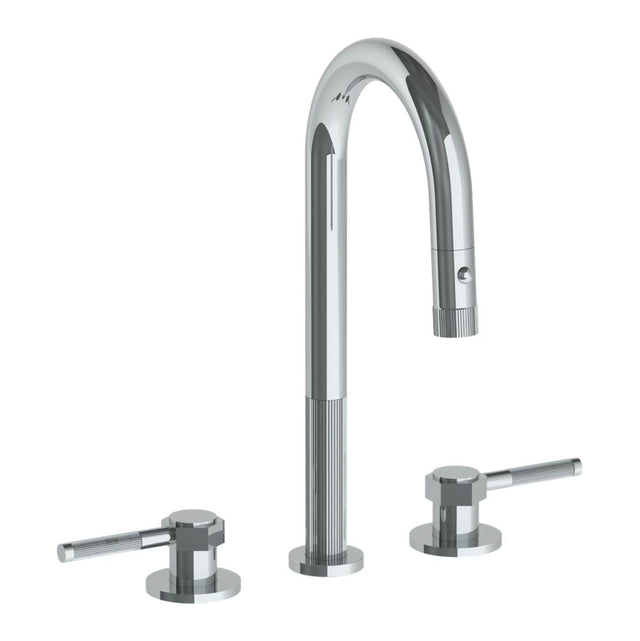 Watermark - Deck Mounted 3 Hole Gooseneck Prep Faucet with Pull Down Spray - Vintage Copper