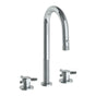 Watermark - Deck Mounted 3 Hole Gooseneck Prep Faucet with Pull Down Spray - Vintage Copper