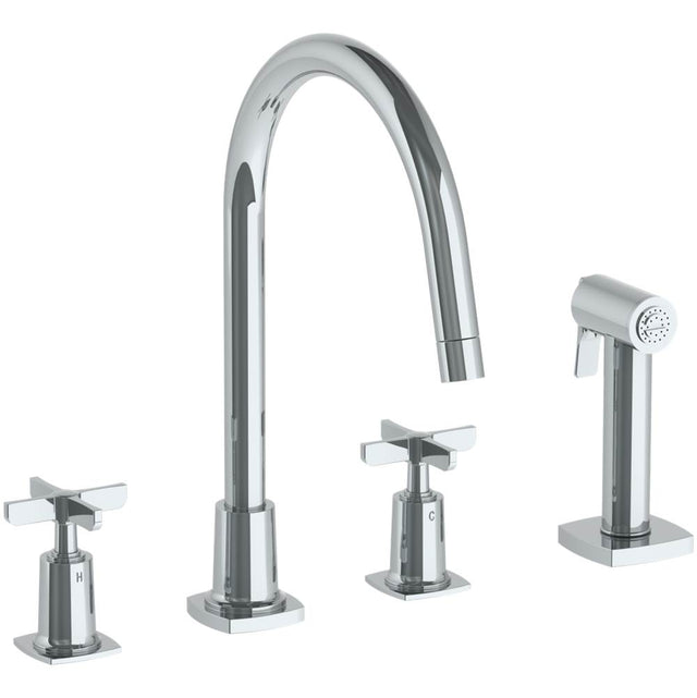 Watermark - Deck Mounted 4 Hole Gooseneck Kitchen Set -  Includes Side Spray - Vintage Copper