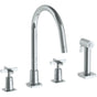 Watermark - Deck Mounted 4 Hole Gooseneck Kitchen Set -  Includes Side Spray - Vintage Copper