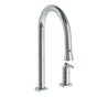 Watermark - Deck Mounted 2 Hole Gooseneck Kitchen Faucet with Pull Down Spray - Vintage Copper