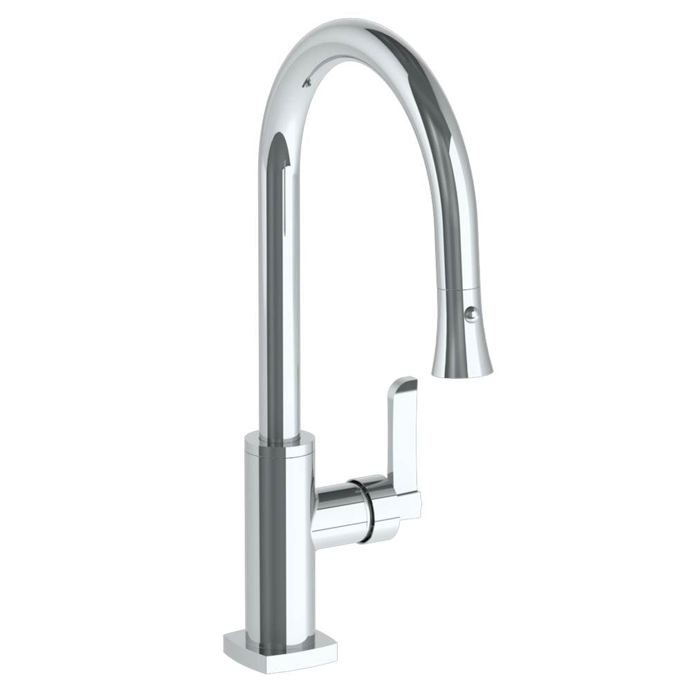 Watermark - Deck Mounted 1 Hole Gooseneck Kitchen Faucet with Pull Down Spray - High Spout - Vintage Copper