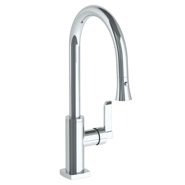 Watermark - Deck Mounted 1 Hole Gooseneck Kitchen Faucet with Pull Down Spray - High Spout - Vintage Copper