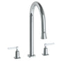 Watermark - Deck Mounted 3 Hole Gooseneck Kitchen Faucet with Pull Down Spray - Vintage Copper