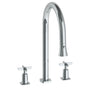 Watermark - Deck Mounted 3 Hole Gooseneck Kitchen Faucet with Pull Down Spray - Vintage Copper