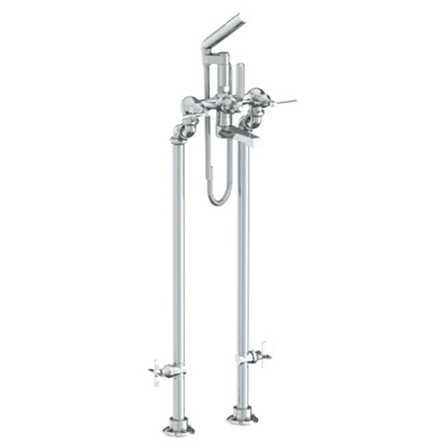 Watermark - Floor Standing Bath Set with Hand Shower and Shut-Off Valves - Vintage Copper