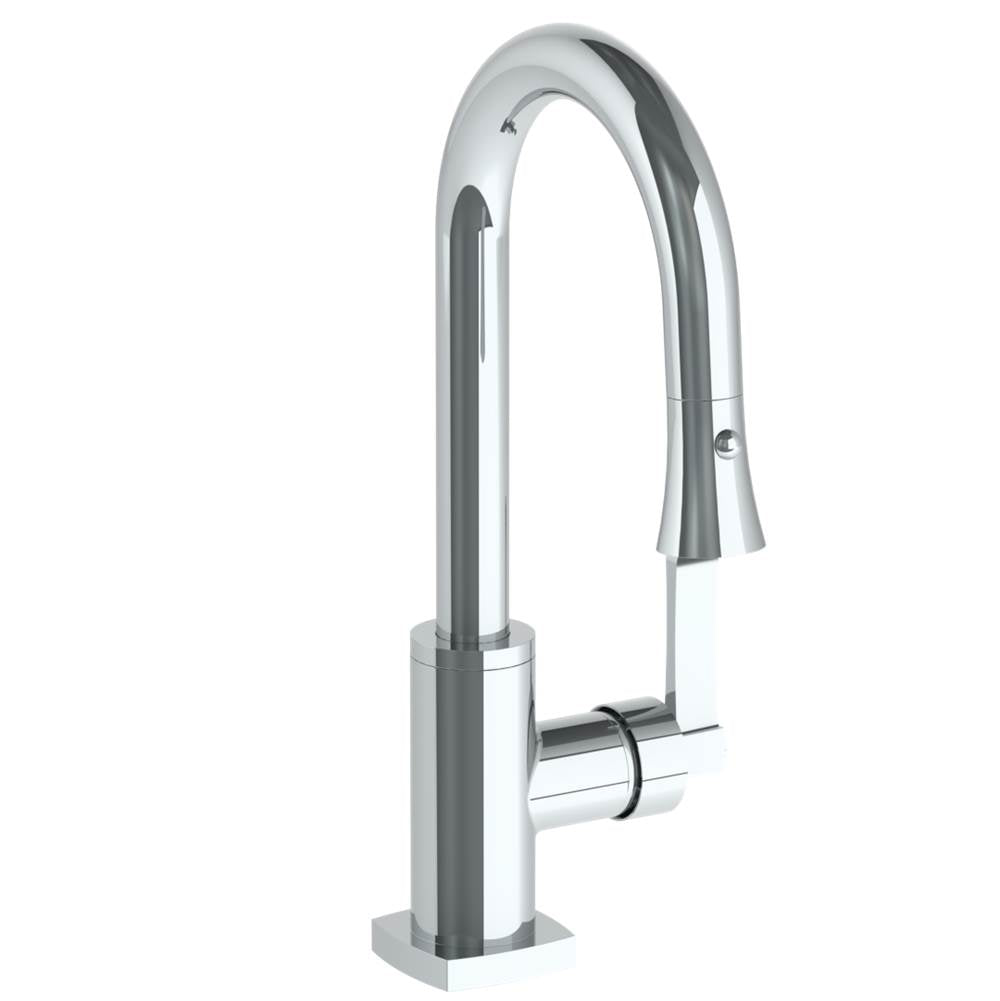 Watermark - Deck Mounted 1 Hole Gooseneck Prep Faucet with Pull Down Spray - Vintage Copper