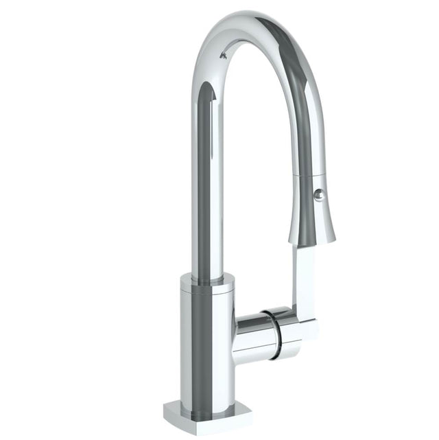 Watermark - Deck Mounted 1 Hole Gooseneck Prep Faucet with Pull Down Spray - Vintage Copper