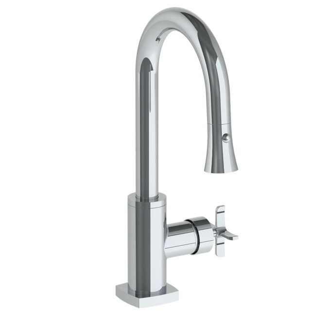 Watermark - Deck Mounted 1 Hole Gooseneck Prep Faucet with Pull Down Spray - Vintage Copper