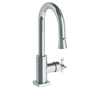 Watermark - Deck Mounted 1 Hole Gooseneck Prep Faucet with Pull Down Spray - Vintage Copper