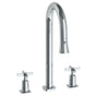 Watermark - 3 Hole Gooseneck Prep Faucet w Pull Down Spray Deck Mount - Vintage Copper