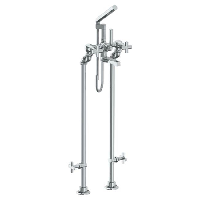 Watermark - Floor Standing Bath Set with Hand Shower and Shut-Off Valves - Vintage Copper
