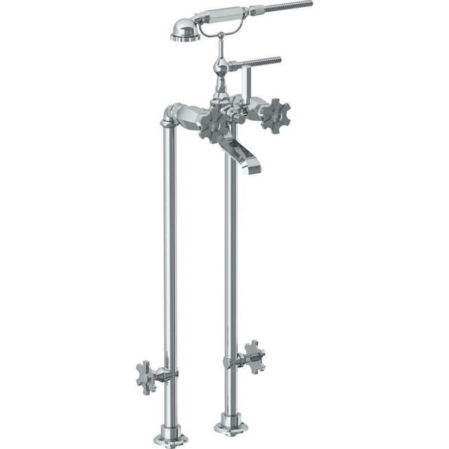 Watermark - Floor Standing Bath Set with Hand Shower and Shut-Off Valves - Vintage Copper