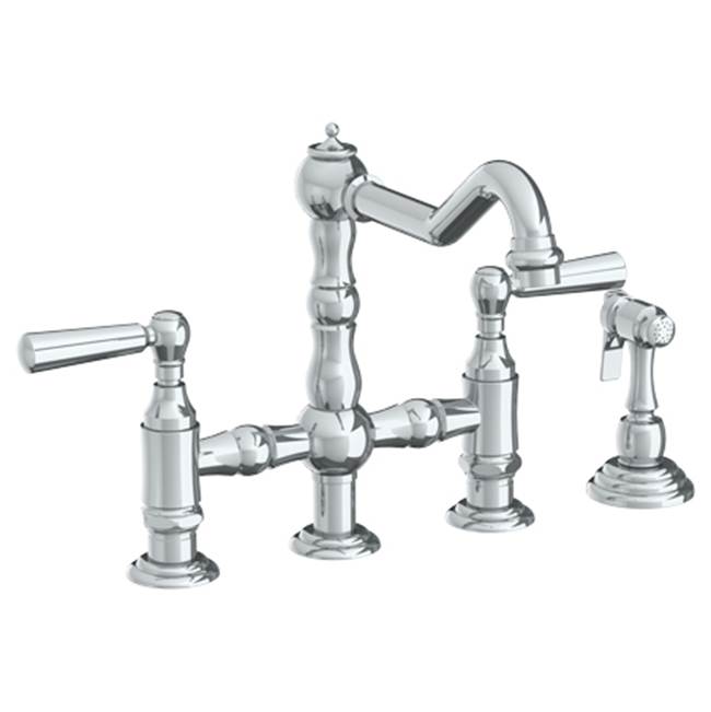 Watermark - Deck Mounted Bridge Kitchen Faucet with Side Spray - Vintage Copper