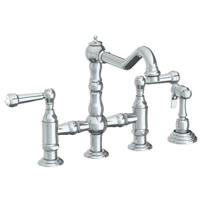 Watermark - Deck Mounted Bridge Kitchen Faucet with Side Spray - Vintage Copper