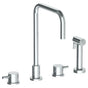Watermark - Deck Mounted 4 Hole Square Top Kitchen Set -  Includes Side Spray - Vintage Copper