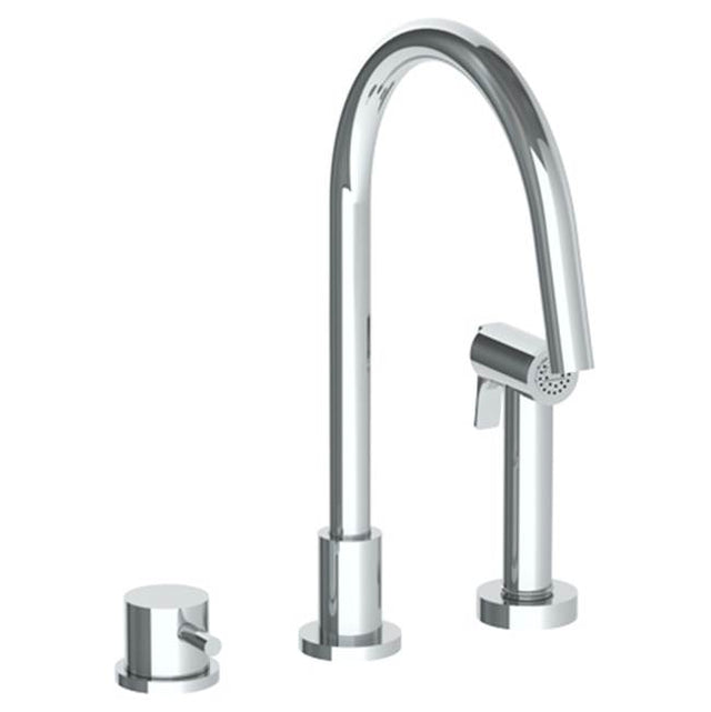 Watermark - Deck Mounted 3 Hole Gooseneck Kitchen Set -  Includes Side Spray - Vintage Copper