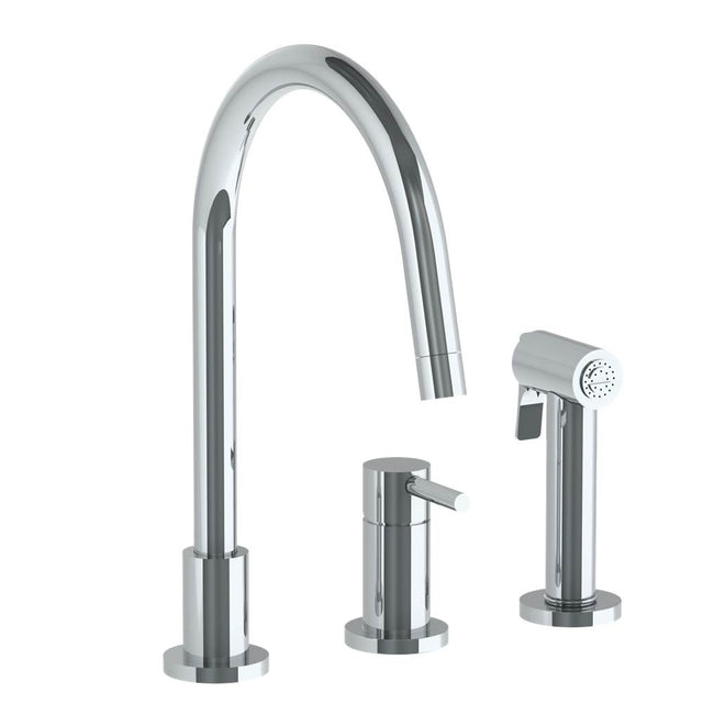 Watermark - Deck Mounted 3 Hole Gooseneck Kitchen Set -  Includes Side Spray - Vintage Copper