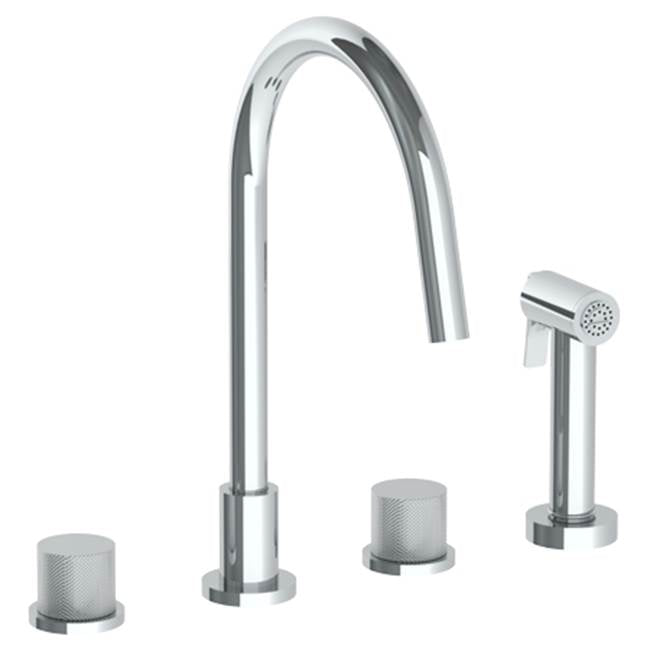 Watermark - Deck Mounted 4 Hole Gooseneck Kitchen Set -  Includes Side Spray - Vintage Copper