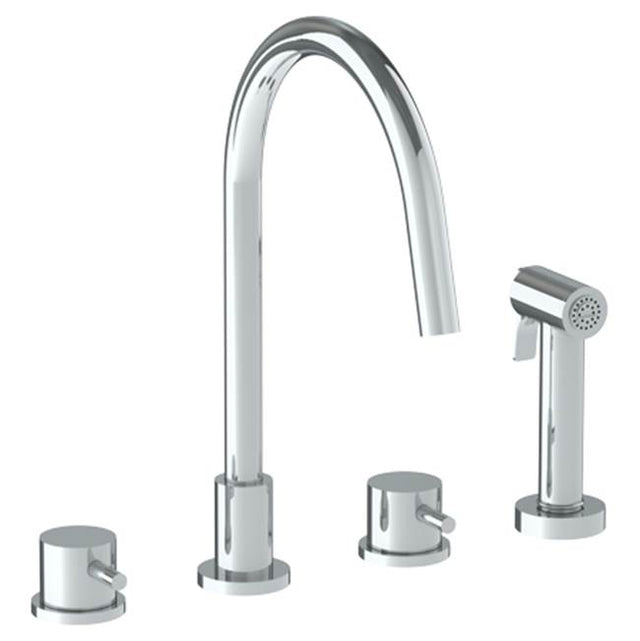 Watermark - Deck Mounted 4 Hole Gooseneck Kitchen Set -  Includes Side Spray - Vintage Copper