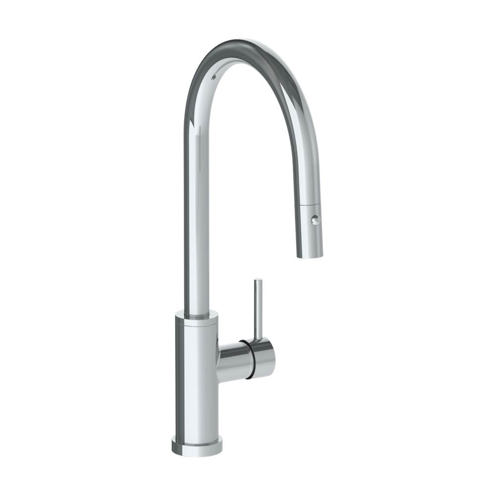 Watermark - Deck Mounted 1 Hole Gooseneck Kitchen Faucet with Pull Down Spray - High Spout - Vintage Copper