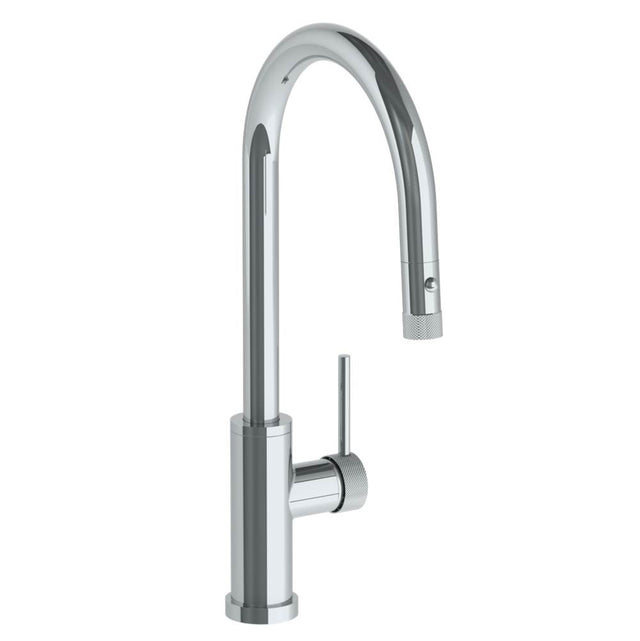 Watermark - Deck Mounted 1 Hole Gooseneck Kitchen Faucet with Pull Down Spray - High Spout - Vintage Copper