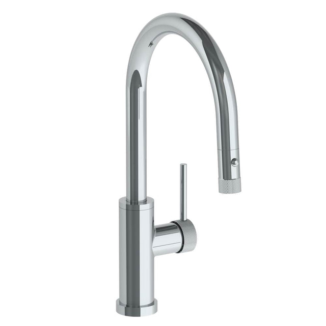 Watermark - Deck Mounted 1 Hole Gooseneck Kitchen Faucet with Pull Down Spray - Low Spout - Vintage Copper