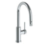 Watermark - Deck Mounted 1 Hole Gooseneck Kitchen Faucet with Pull Down Spray - Low Spout - Vintage Copper