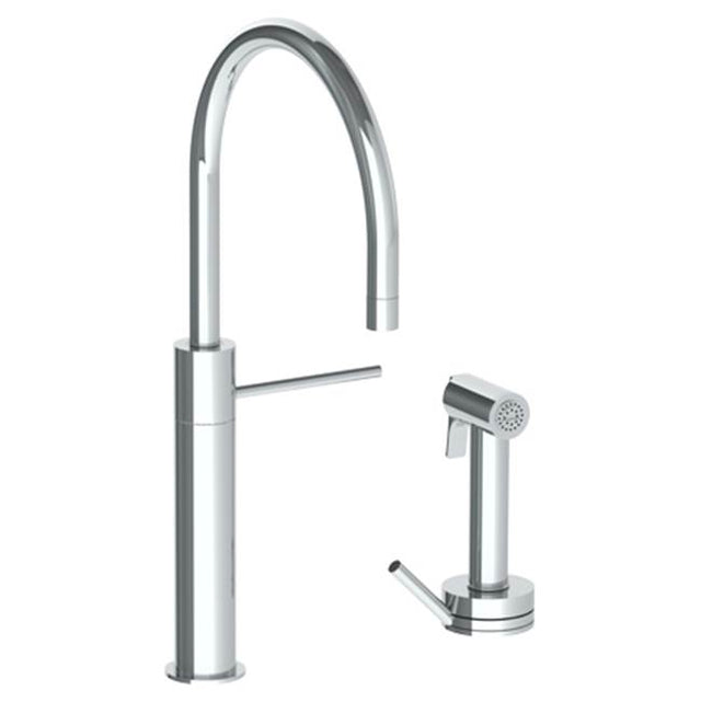 Watermark - Deck Mounted 2 Hole Gooseneck Kitchen Set -  Includes Side Spray with Integrated Mixer - Vintage Copper