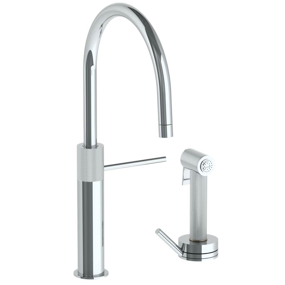 Watermark - Deck Mounted 2 Hole Gooseneck Kitchen Set -  Includes Side Spray with Integrated Mixer - Vintage Copper