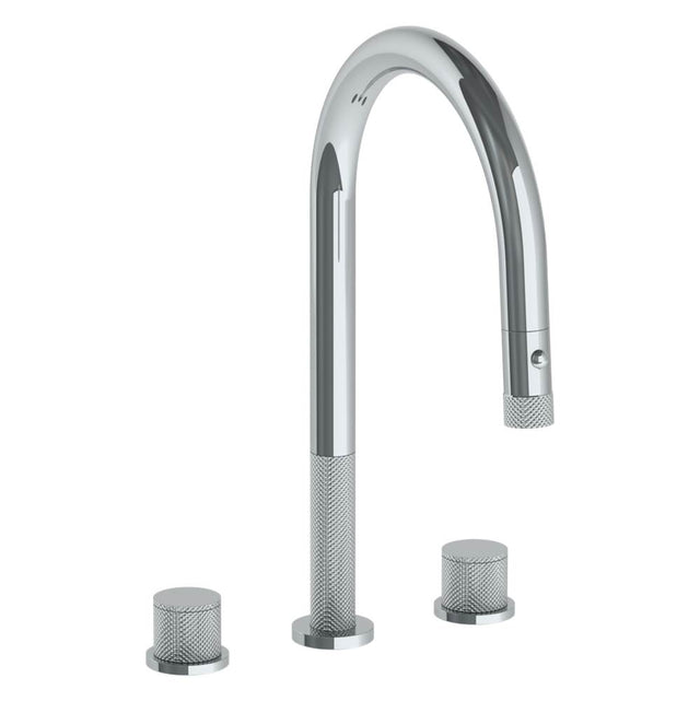 Watermark - Deck Mounted 3 Hole Gooseneck Kitchen Faucet with Pull Down Spray - Vintage Copper