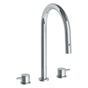 Watermark - Deck Mounted 3 Hole Gooseneck Kitchen Faucet with Pull Down Spray - Vintage Copper