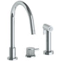 Watermark - Deck Mounted 3 Hole Gooseneck Kitchen Set -  Includes Side Spray - Polished Chrome