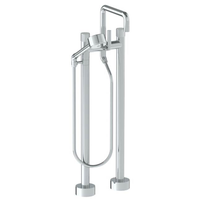 Watermark - Floor Standing Bath set with Square Spout and Volume Hand Shower - Vintage Copper