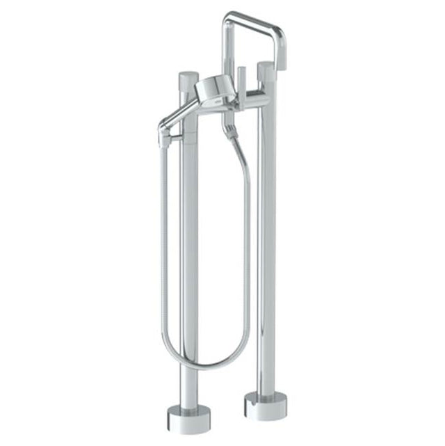 Watermark - Floor Standing Bath set with Square Spout and Volume Hand Shower - Vintage Copper