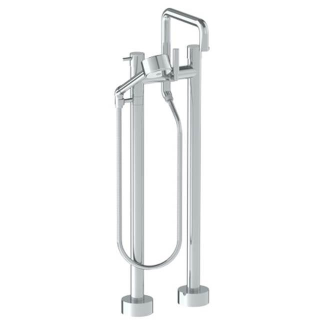 Watermark - Floor Standing Bath set with Square Spout and Volume Hand Shower - Vintage Copper