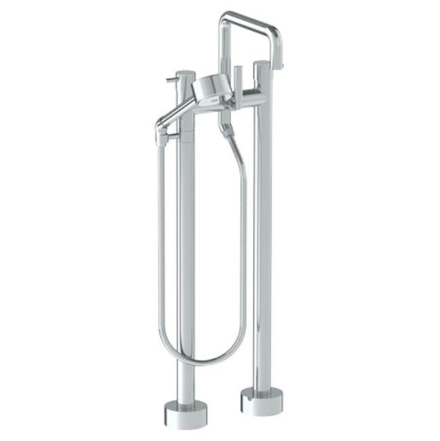 Watermark - Floor Standing Bath set with Square Spout and Volume Hand Shower - Vintage Copper