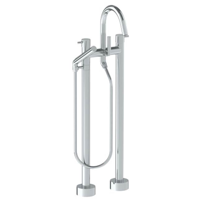 Watermark - Floor Standing Bath set with Gooseneck Spout and Slim Hand Shower - Vintage Copper