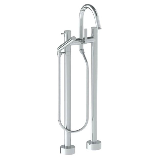 Watermark - Floor Standing Bath set with Gooseneck Spout and Slim Hand Shower - Vintage Copper