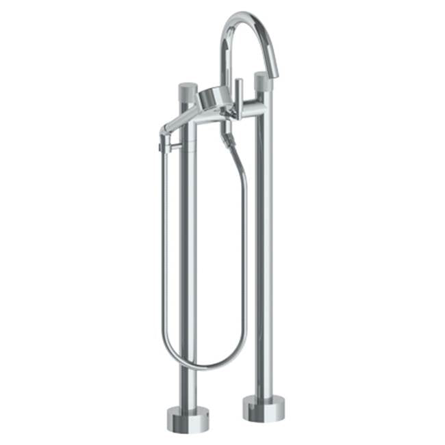 Watermark - Floor Standing Bath set with Gooseneck Spout and  Volume Hand Shower - Vintage Copper