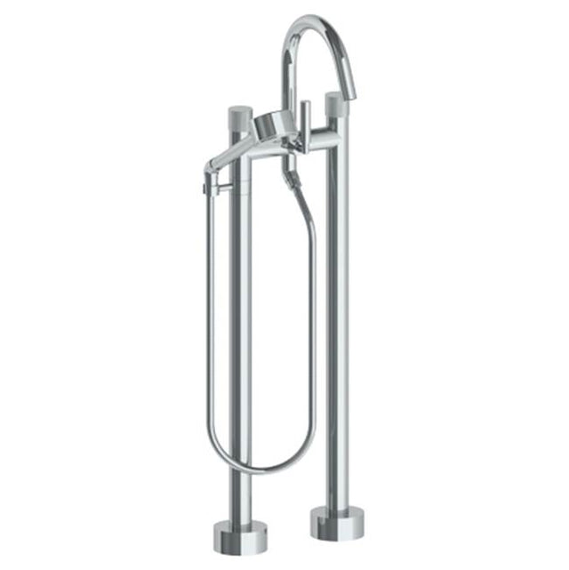 Watermark - Floor Standing Bath set with Gooseneck Spout and  Volume Hand Shower - Vintage Copper