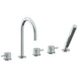 Watermark - Deck Mounted 5 hole Gooseneck Bath set - Vintage Copper
