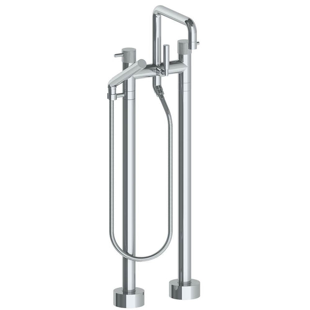Watermark - Floor Standing Bath set with Square Spout and Slim Hand Shower - Vintage Copper