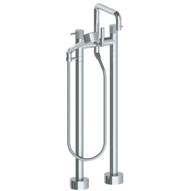 Watermark - Floor Standing Bath set with Square Spout and Volume Hand Shower - Vintage Copper