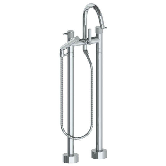 Watermark - Floor Standing Bath set with Gooseneck Spout and Slim Hand Shower - Vintage Copper