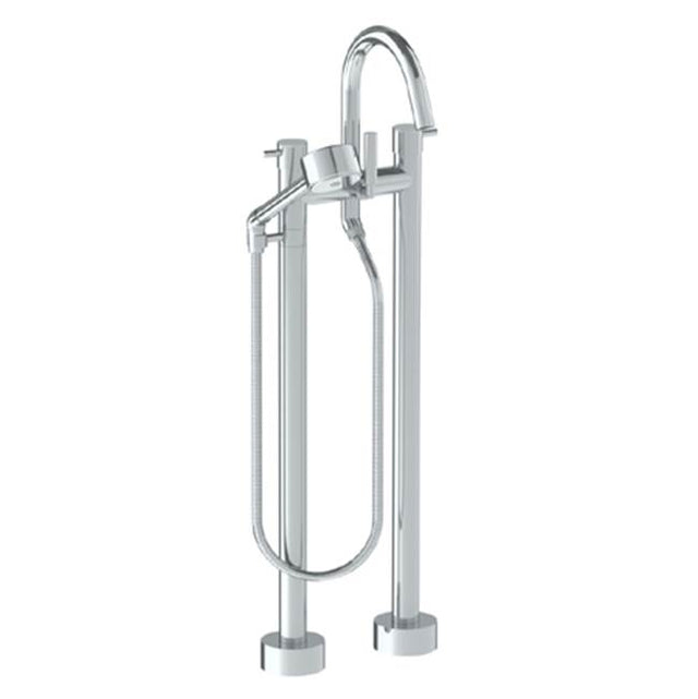 Watermark - Floor Standing Bath set with Gooseneck Spout and  Volume Hand Shower - Vintage Copper