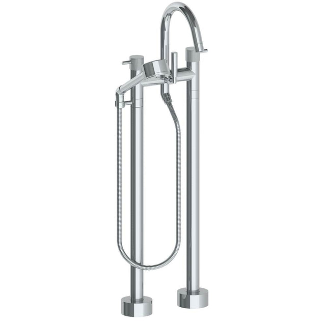 Watermark - Floor Standing Bath set with Gooseneck Spout and  Volume Hand Shower - Vintage Copper