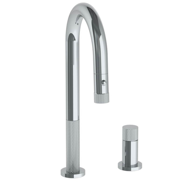 Watermark - Deck Mounted 2 Hole Gooseneck Prep Faucet with Pull Down Spray - Vintage Copper